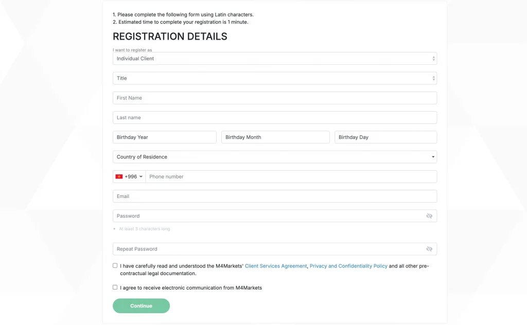 M4Markets-Registration-Form